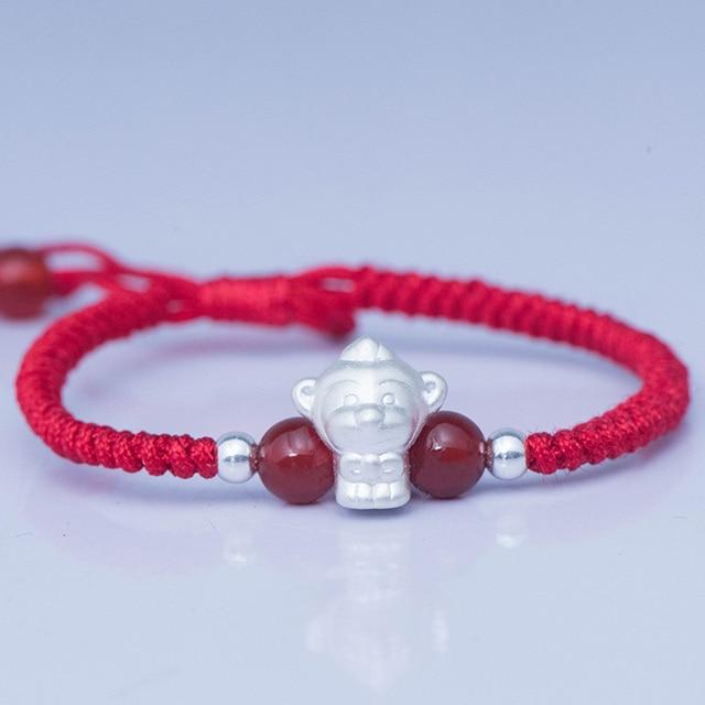 2022-The Year of the TIGER  ! Pure 999 Silver Chinese Zodiac Animal Red Rope bracelets