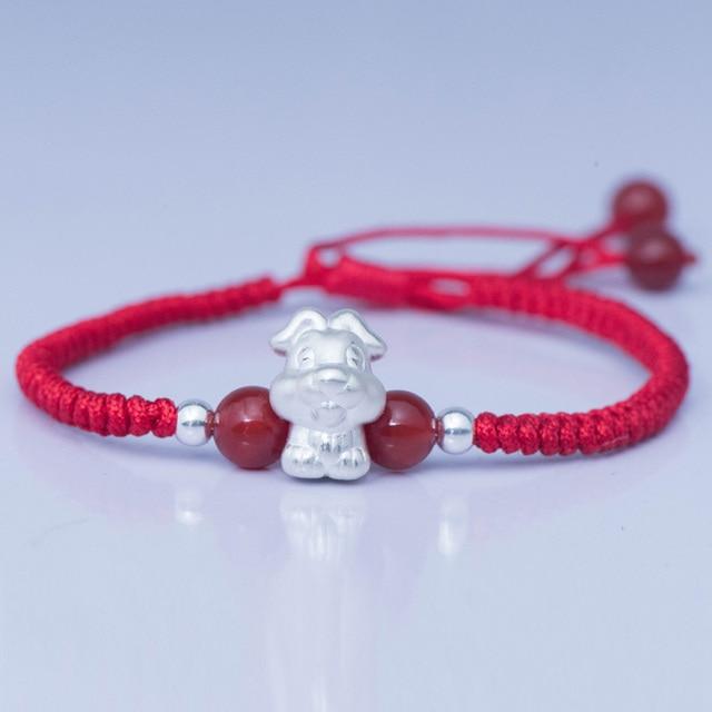 2022-The Year of the TIGER  ! Pure 999 Silver Chinese Zodiac Animal Red Rope bracelets