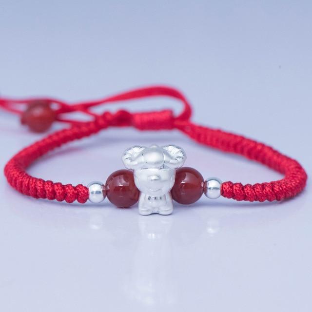 2022-The Year of the TIGER  ! Pure 999 Silver Chinese Zodiac Animal Red Rope bracelets