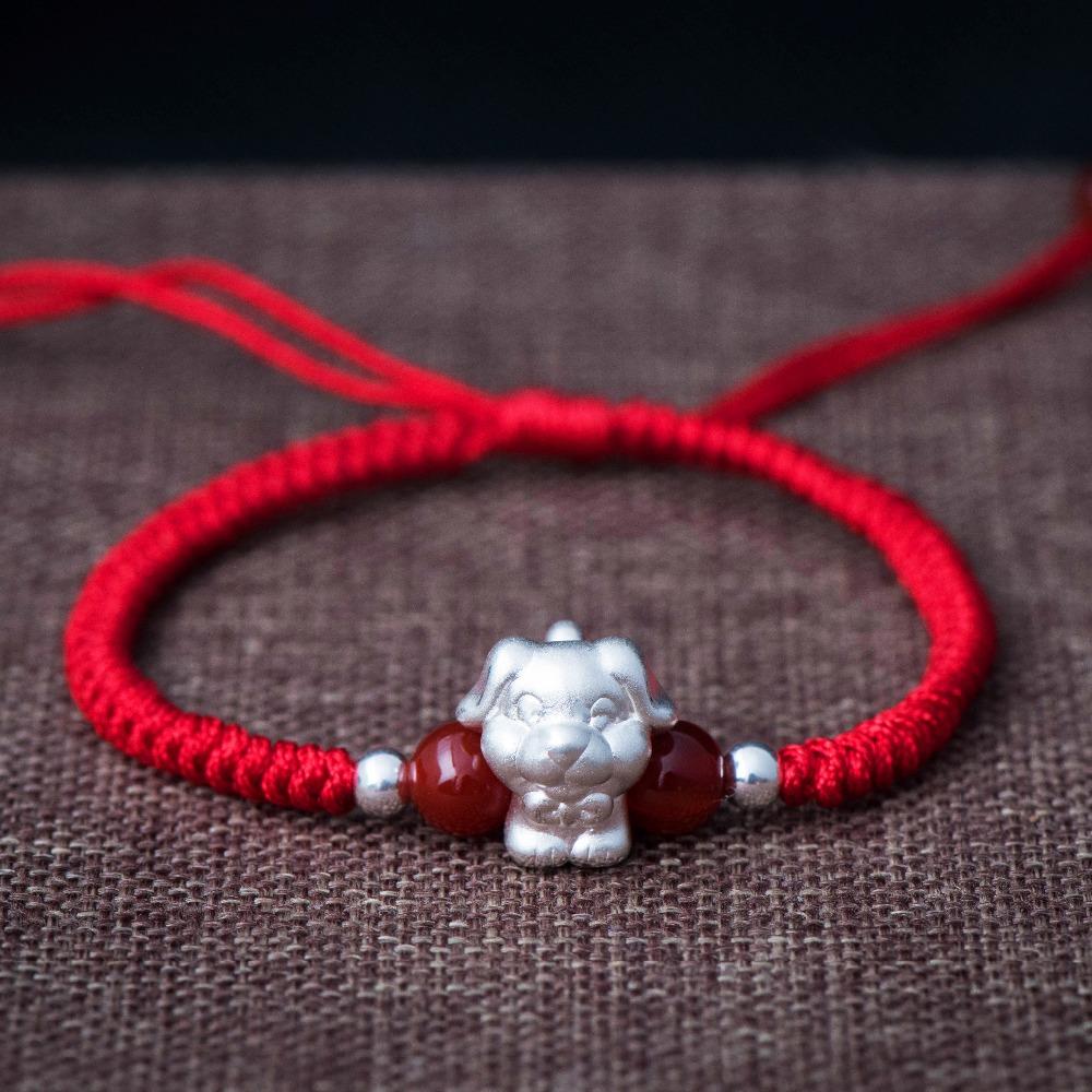 2022-The Year of the TIGER  ! Pure 999 Silver Chinese Zodiac Animal Red Rope bracelets