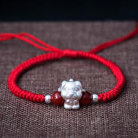 Thumbnail for 2022-The Year of the TIGER  ! Pure 999 Silver Chinese Zodiac Animal Red Rope bracelets