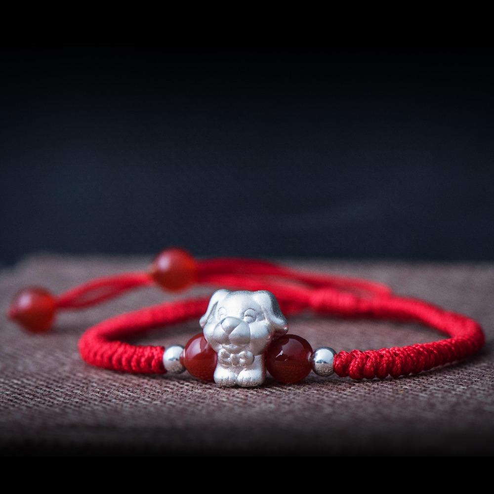 2022-The Year of the TIGER  ! Pure 999 Silver Chinese Zodiac Animal Red Rope bracelets