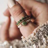 Thumbnail for Green Jasper & Freshwater Pearls 'ATTRACT ABUNDANCE' Ring Set