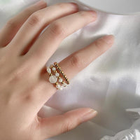 Thumbnail for Milky Quartz & Freshwater Pearls 'SELF-EMPOWERMENT' Ring Set