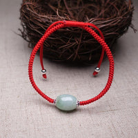 Thumbnail for Sterling Silver &  AAA Burmese Jadeite  SOOTHING Red Rope Bracelet