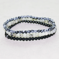 Thumbnail for STRENGTH & PROTECTION-Snowflake Obsidian,Labradorite & Onyx- 3/pc  