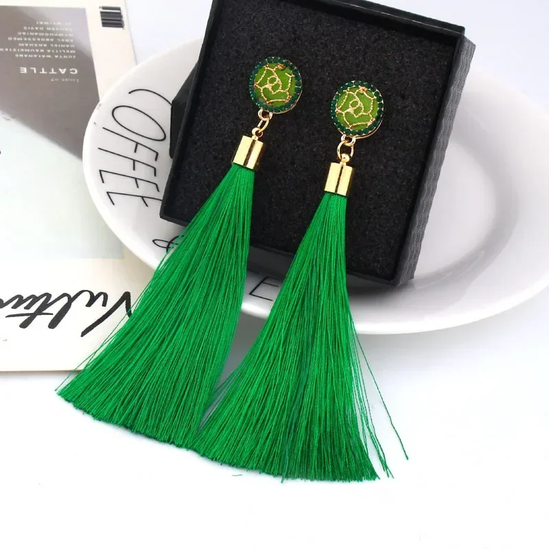 Vintage Rose Crystal Tassel Earrings