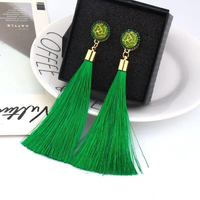 Thumbnail for Vintage Rose Crystal Tassel Earrings