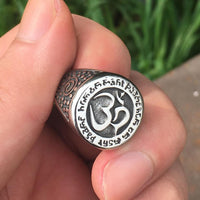 Thumbnail for Titanium Steel  Sacred OM Symbol Unisex  Buddhist  Ring