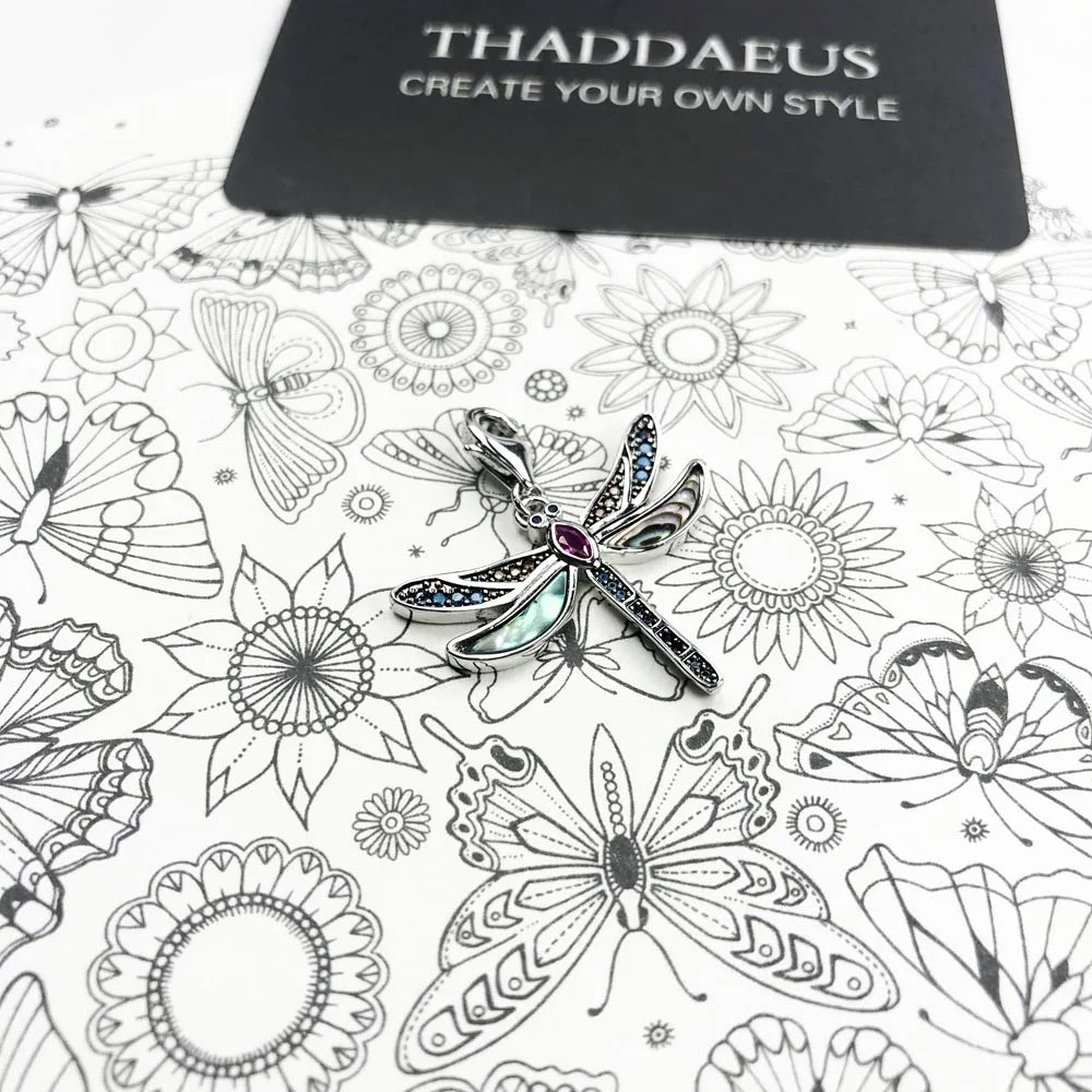 Silver & Zirconia Stylish Dragonfly & Heart Charm Bracelet