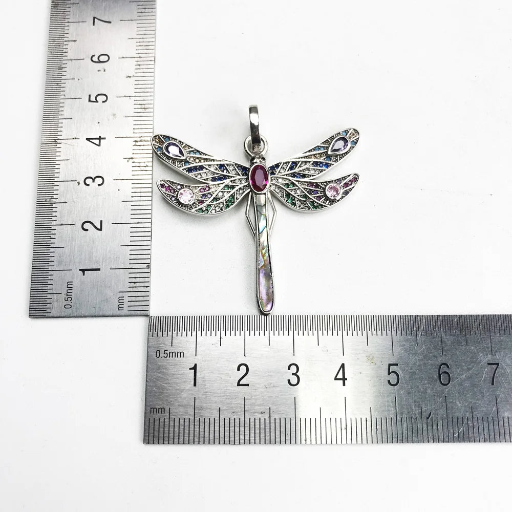 Silver & Zirconia Bohemia Dragonfly Pendant Necklace YourSoulPlace