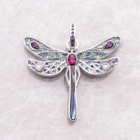 Thumbnail for Silver & Zirconia Bohemia Dragonfly Pendant Necklace YourSoulPlace