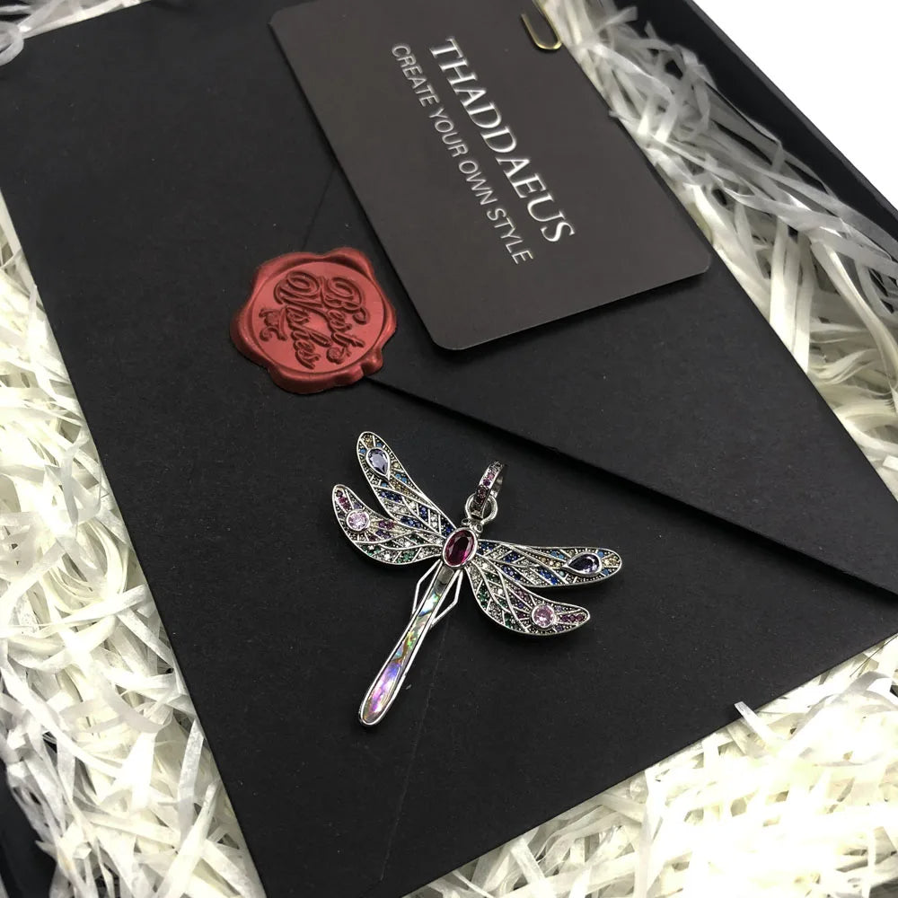 Silver & Zirconia Bohemia Dragonfly Pendant Necklace YourSoulPlace