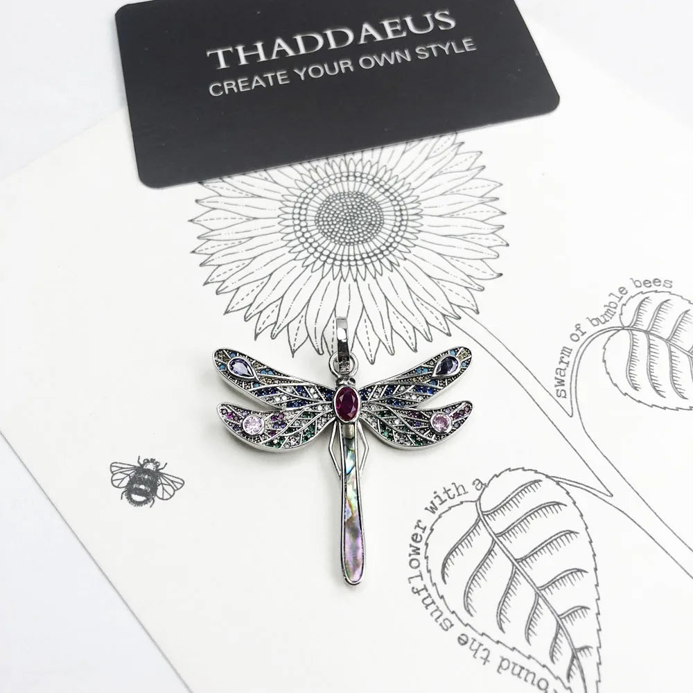 Silver & Zirconia Bohemia Dragonfly Pendant Necklace YourSoulPlace