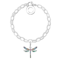 Thumbnail for Silver & Zirconia Stylish Dragonfly & Heart Charm Bracelet