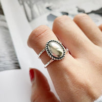 Thumbnail for 925 Sterling Silver Oval 'MIRROR MIRROR' Adjustable Sizing Ring