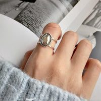 Thumbnail for 925 Sterling Silver Oval 'MIRROR MIRROR' Adjustable Sizing Ring