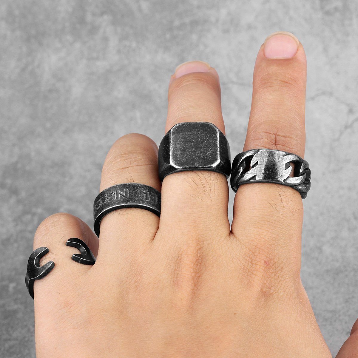 Men's Retro Stainless Steel Rings - 14 Styles