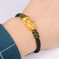 Thumbnail for PURE Silver PIXIU with Feng Shui SUCCESS WHEEL Rope Bracelet-.NEW IN!