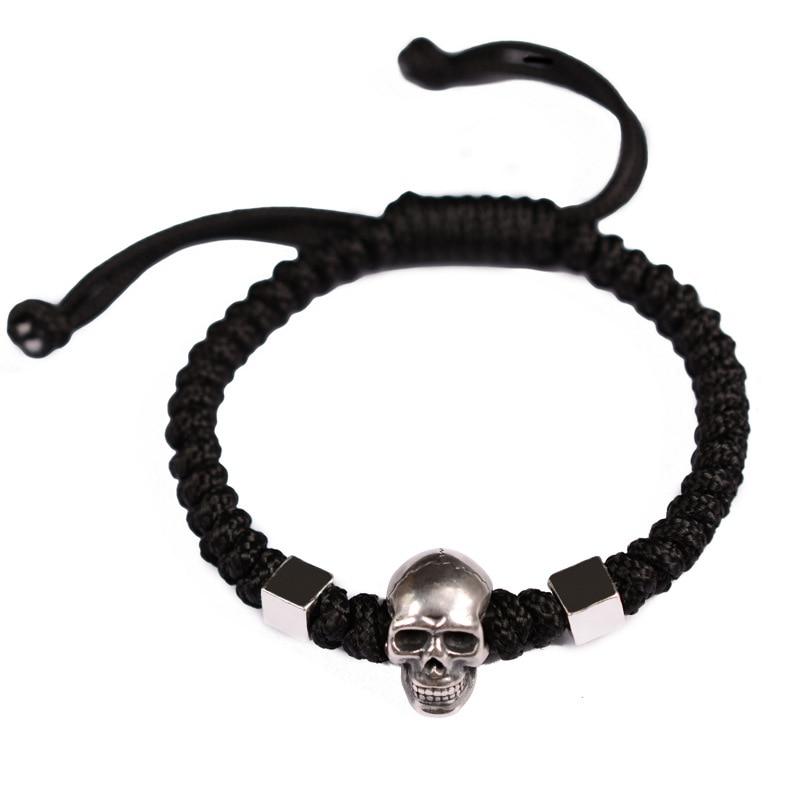 Hand Braided PURE 999 SILVER SKULL Rope bracelet