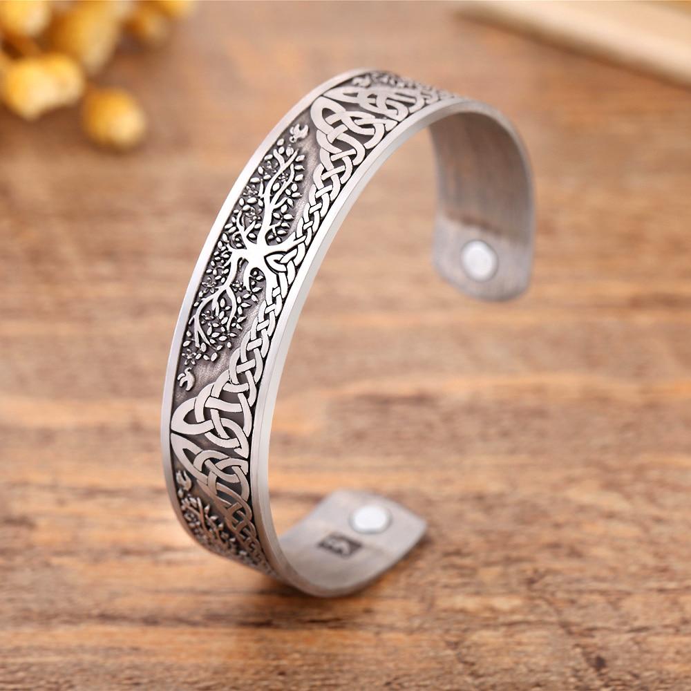 Engraved Viking & Celtic TREE of LIFE MAGNETIC HEALTH Bracelet-SHIPS from USA