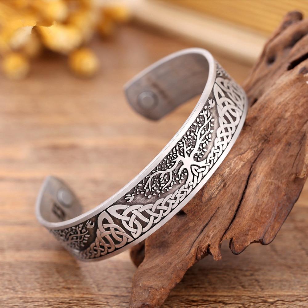 Engraved Viking & Celtic TREE of LIFE MAGNETIC HEALTH Bracelet-SHIPS from USA