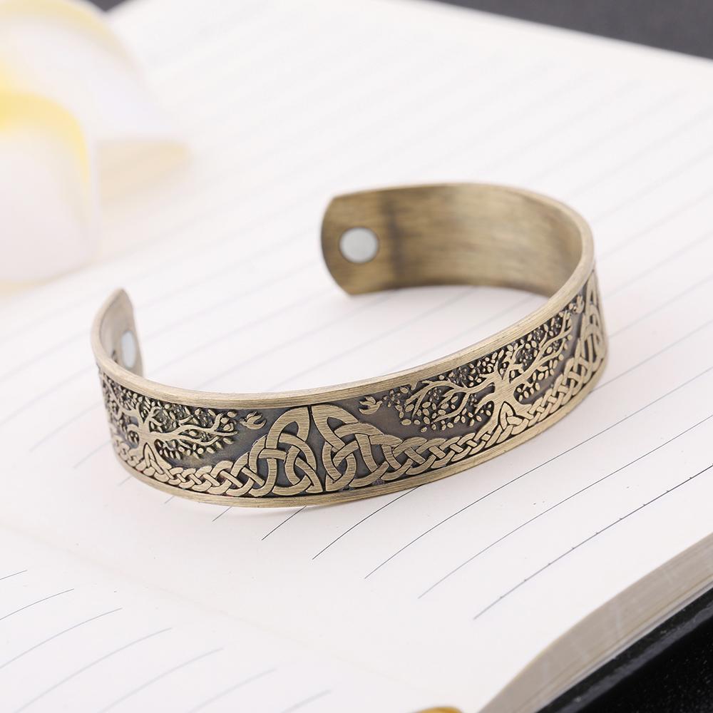 Engraved Viking & Celtic TREE of LIFE MAGNETIC HEALTH Bracelet-SHIPS from USA