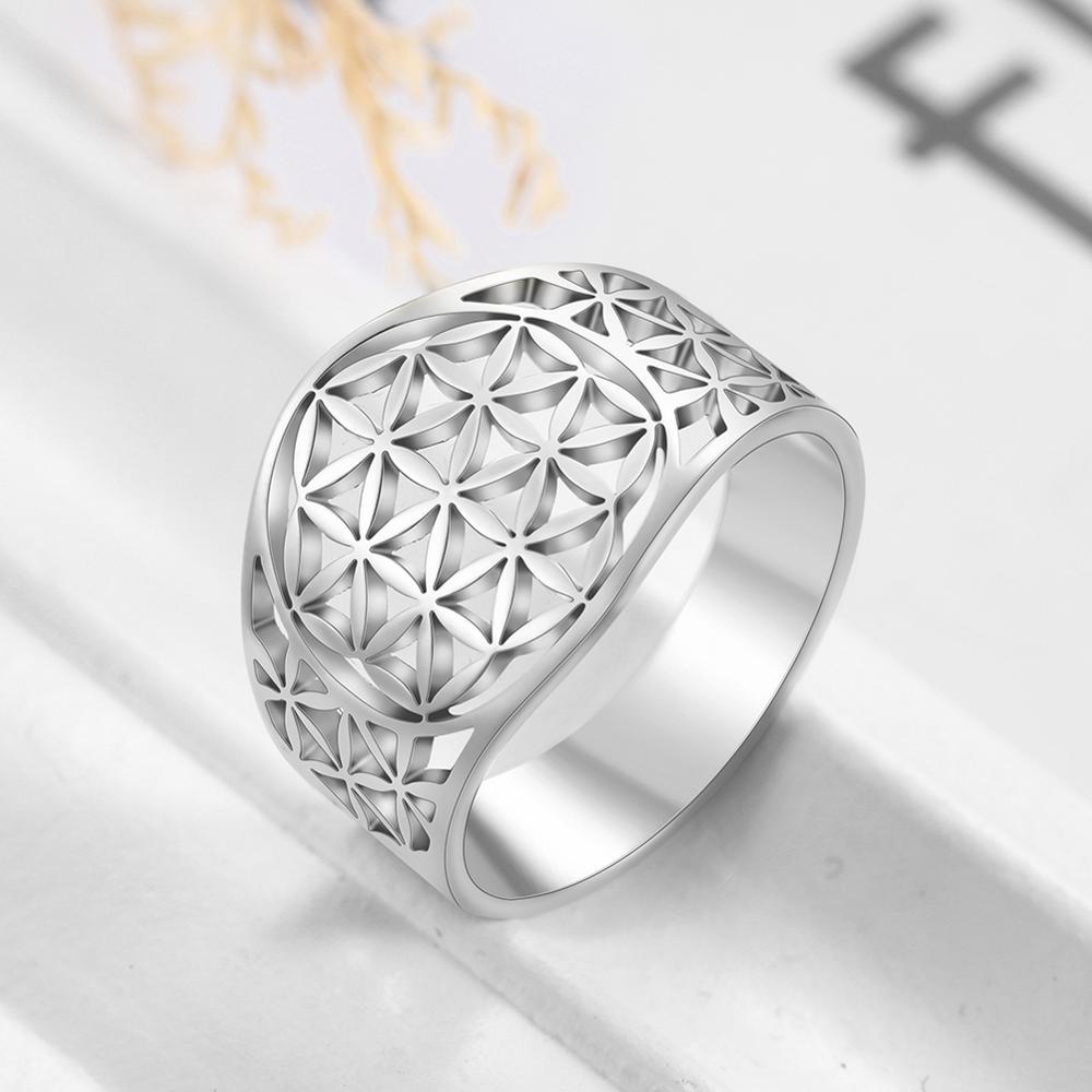 Stainless Steel Viking FLOWER OF LIFE Ring