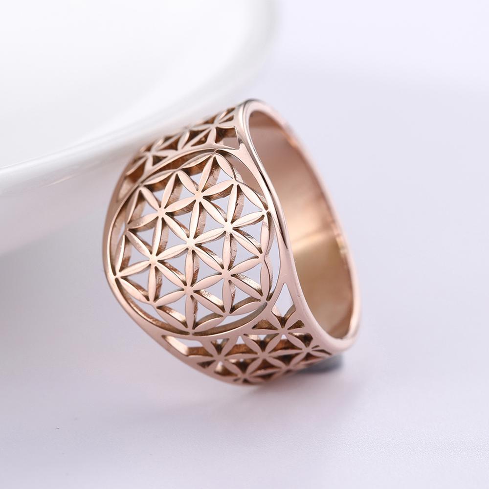 Stainless Steel Viking FLOWER OF LIFE Ring