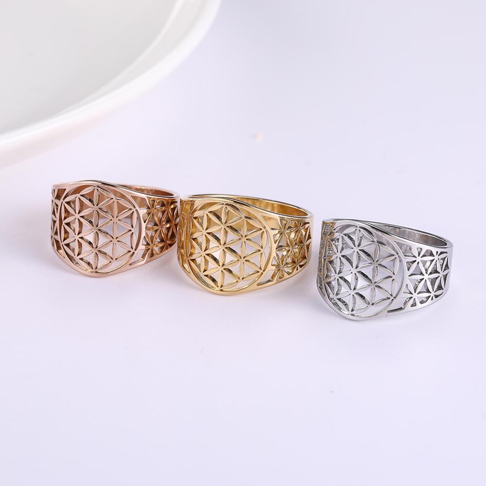 Stainless Steel Viking FLOWER OF LIFE Ring