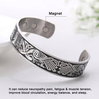 Thumbnail for Engraved Viking Phoenix Totem & Celtic Knot MAGNETIC HEALTH Stainless Steel