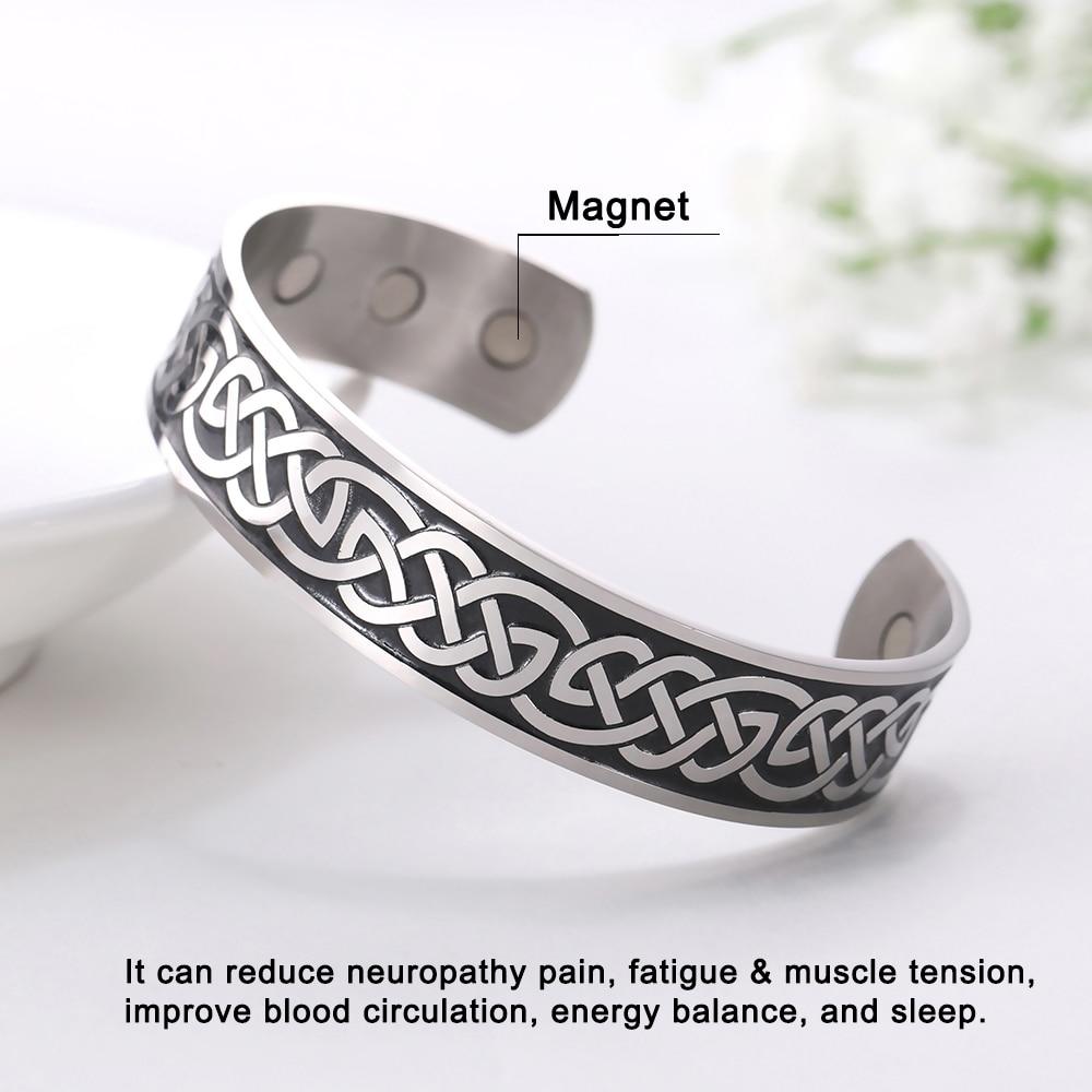 Engraved Viking & Celtic Knot MAGNETIC HEALTH Stainless Steel Bracelet-3 Styles