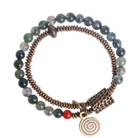 Thumbnail for Ethnic Tibetan Moss Agate Stone & Copper Bead NEW BEGINNINGS Bracelet