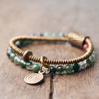 Thumbnail for Ethnic Tibetan Moss Agate Stone & Copper Bead NEW BEGINNINGS Bracelet