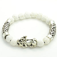 Thumbnail for Stainless Steel  LUCKY PIXIU  & White Lava Essential Oil Diffuser Beaded Bracelet