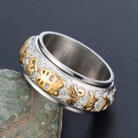 Thumbnail for Stainless Steel ROTATING Om Mani Padme Hum Mantra Tibetan Ring