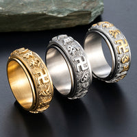 Thumbnail for Stainless Steel ROTATING Om Mani Padme Hum Mantra Tibetan Ring