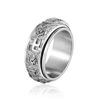 Thumbnail for Stainless Steel ROTATING Om Mani Padme Hum Mantra Tibetan Ring