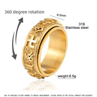 Thumbnail for Stainless Steel ROTATING Om Mani Padme Hum Mantra Tibetan Ring