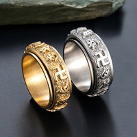 Thumbnail for Stainless Steel ROTATING Om Mani Padme Hum Mantra Tibetan Ring