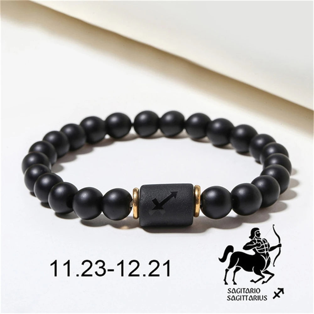Stainless Steel & Obsidian Zodiac/Astrological Sign Bracelet