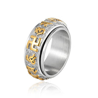 Thumbnail for Stainless Steel ROTATING Om Mani Padme Hum Mantra Tibetan Ring