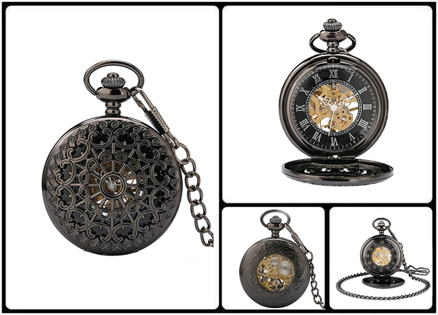 Steampunk Skeleton Mechanical Pocket Watch