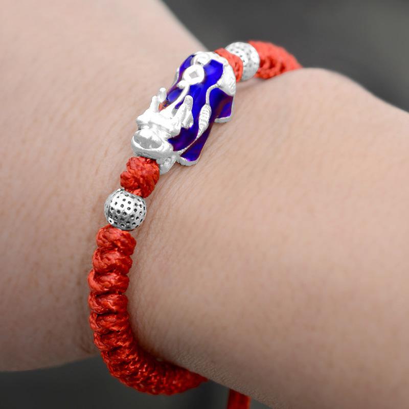 PURE Silver Thermochromic Pi Xiu FENG SHUI WEALTH Rope Bracelet