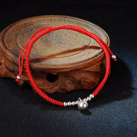 Thumbnail for Sterling Silver Tibetan Wind Bell Red Rope Bracelet