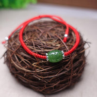 Thumbnail for Sterling Silver & RUSSIAN JADE Red Rope LONGEVITY Bracelet