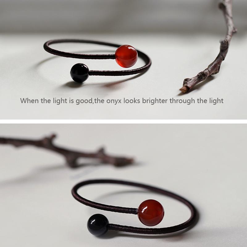 Tibetan Tai Chi  Agate Stone & Braided Rope ZEN Bangle