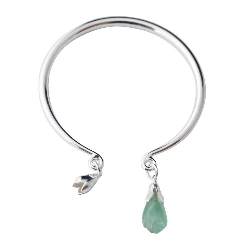 Ethnic Thai Silver Delicate FLUORITE SNOWDROP  Bangle