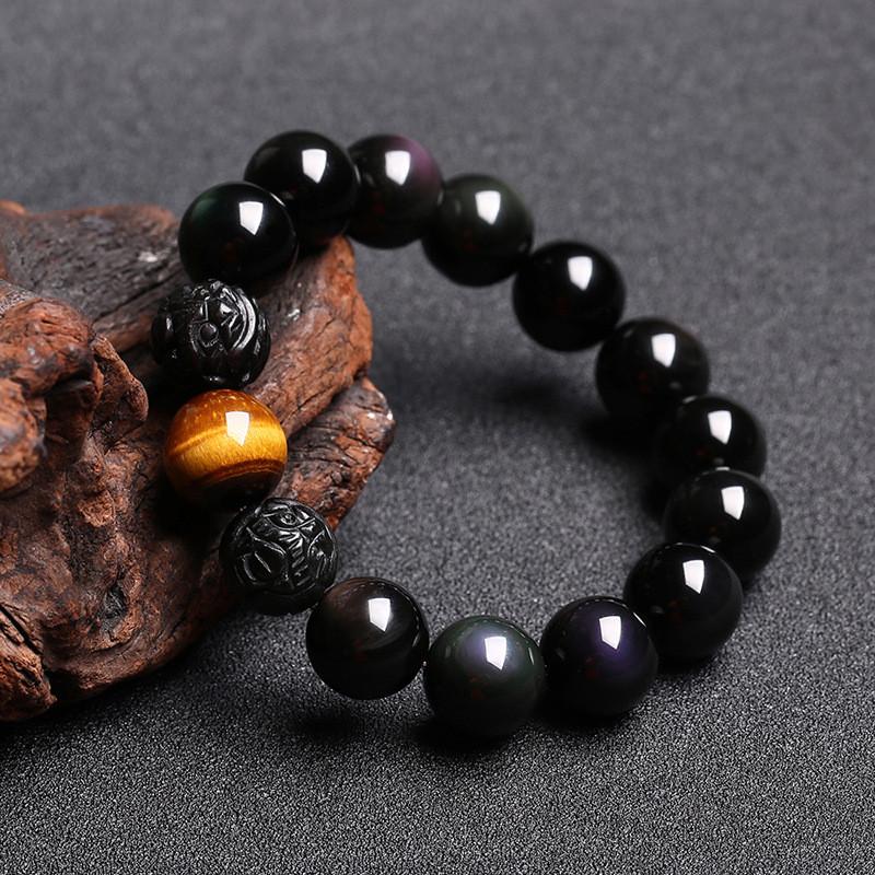 Natural Obsidian Brave Carving Bracelet