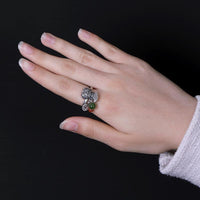 Thumbnail for THAI SILVER Jade & Red Agate Detailed Money Bag Ring